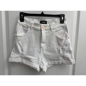 Express Mom Shorts Super High Rise White Denim Size 4
